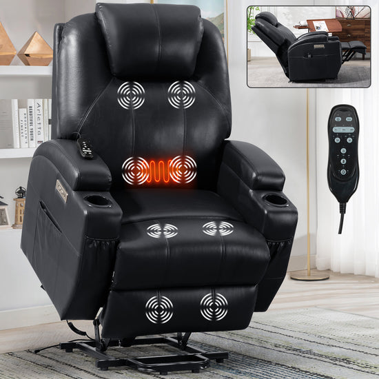 Up to 350lbs Okin Motor Power Lift Recliner Chair for Elderly, Heavy Duty Motion Mechanism with 8-Point Vibration Massage and Lumbar Heating