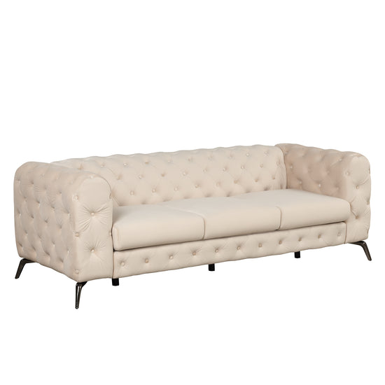 85.5" Velvet Upholstered Sofa with Sturdy Metal Legs,Modern Sofa Couch with Button Tufted Back, 3 Seater Sofa Couch for Living Room,Apartment